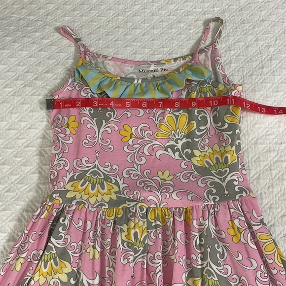 Mustard pie girls boutique knit dress pink yellow green grey floral stripe sz 8 - Picture 7 of 8